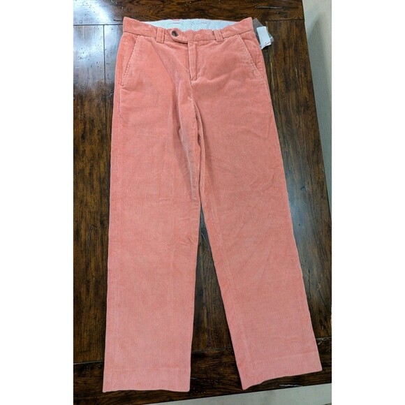 NWT Brooks Brothers W32 L32 Corduroy Pants Brooksgate Cotton Stretch Peach Coral